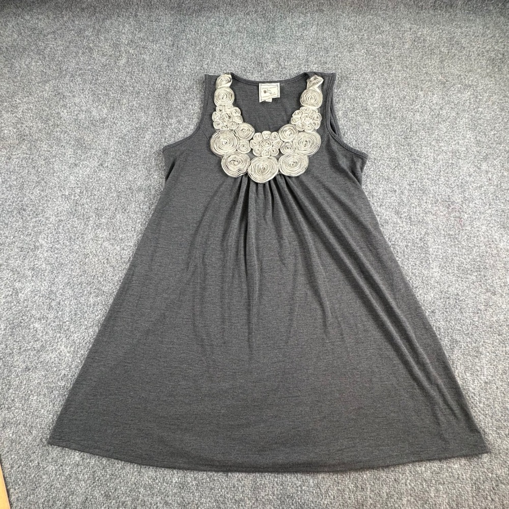 Whimsigoth Rosette Neck Dress Womens L Gray‎ Boho Fairy Coquette Romantic Mini